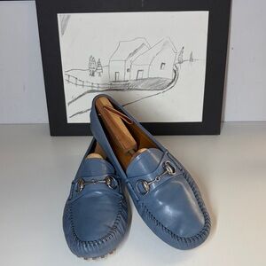 Gucci Blue Leather Horsebit Driving Loafers Men's Size EU 7 US 8.5-9